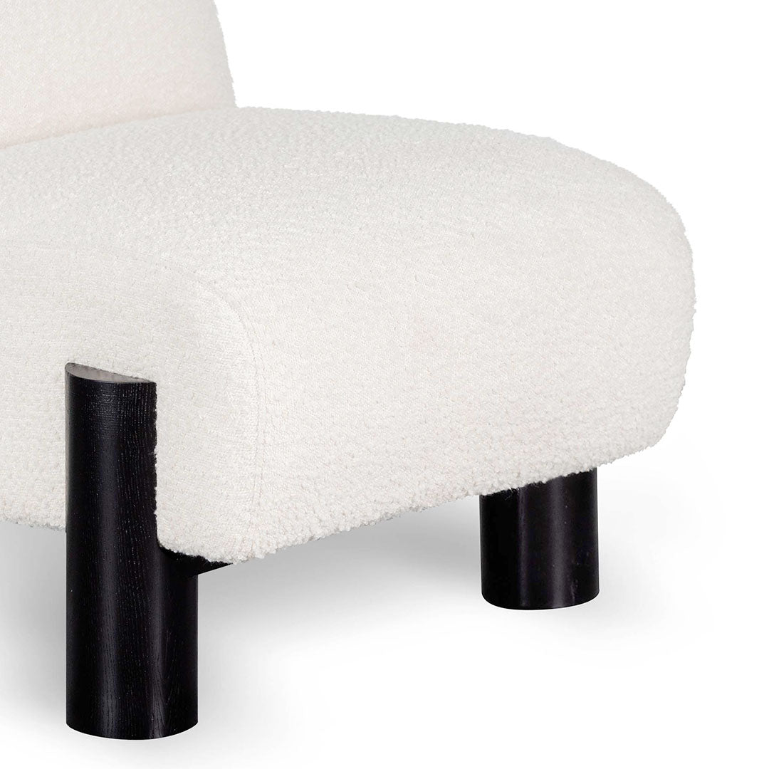 Ivory White Boucle Armchair with Black Legs