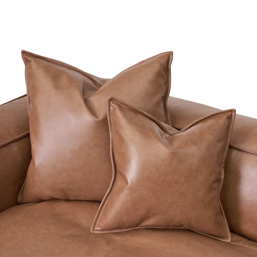 Four-Seater Sofa with Cushion and Pillow - Caramel Brown