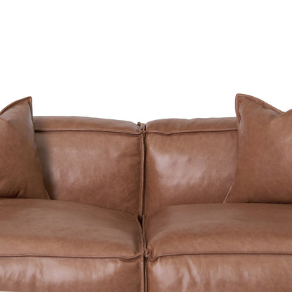 Four-Seater Sofa with Cushion and Pillow - Caramel Brown