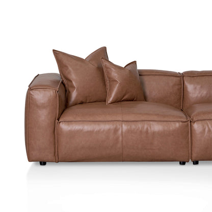 Four-Seater Sofa with Cushion and Pillow - Caramel Brown