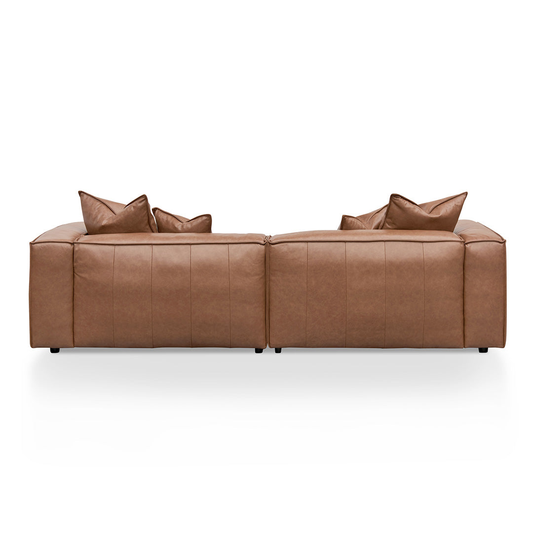 Four-Seater Sofa with Cushion and Pillow - Caramel Brown