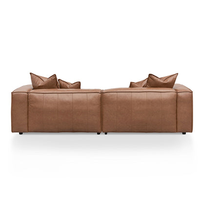 Four-Seater Sofa with Cushion and Pillow - Caramel Brown