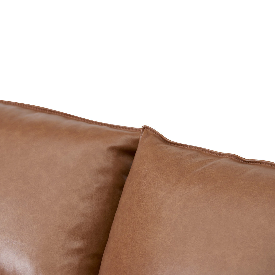 Four-Seater Left Chaise Leather Sofa - Caramel Brown