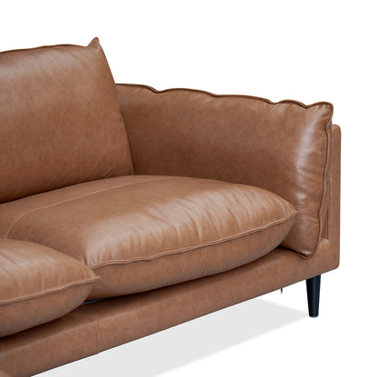 Four-Seater Left Chaise Leather Sofa - Caramel Brown