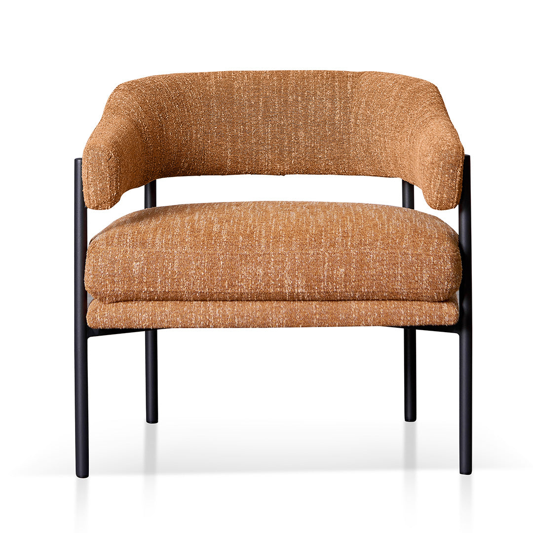 Ginger Brown Fabric Armchair with Black Legs