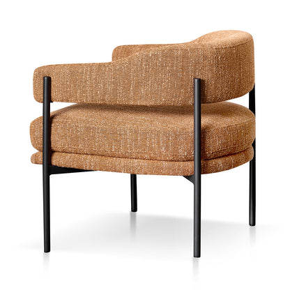 Ginger Brown Fabric Armchair with Black Legs