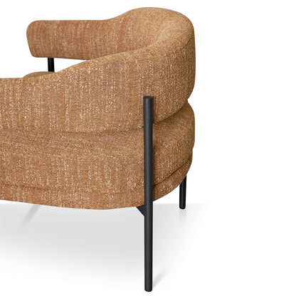 Ginger Brown Fabric Armchair with Black Legs