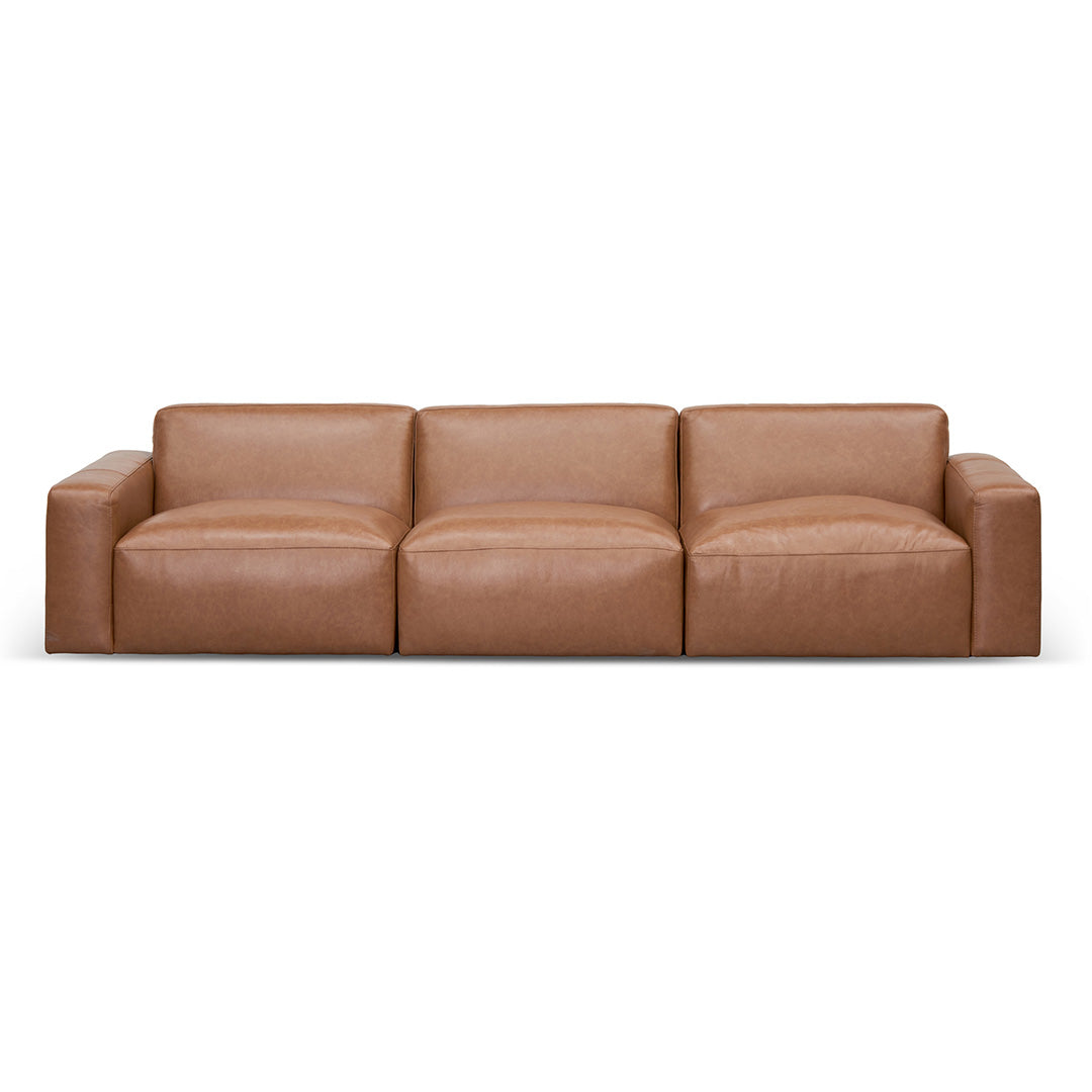 Four-Seater Sofa - Caramel Brown Leather