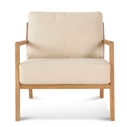 Light Beige Fabric Wingback Armchair