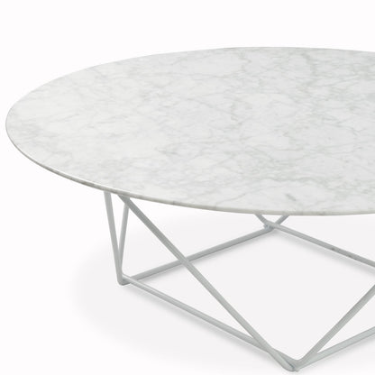 Round Marble Coffee Table - 100cm White Base