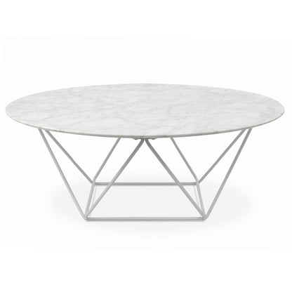 Round Marble Coffee Table - 100cm White Base