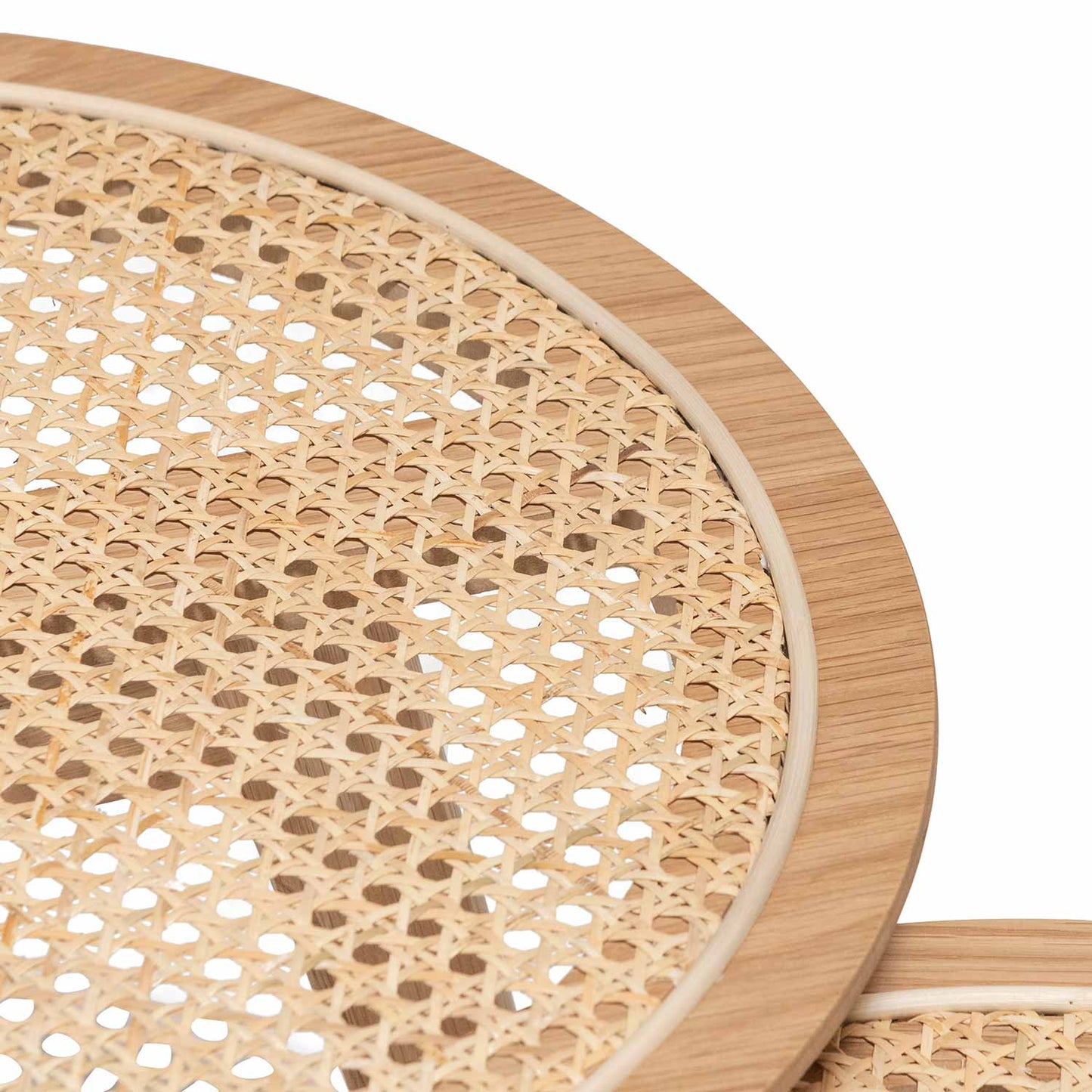 Natural Nested Side Table with Rattan Top