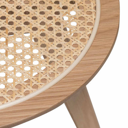 Natural Nested Side Table with Rattan Top