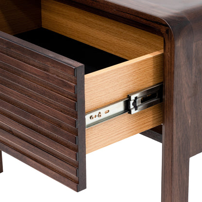 Walnut Bedside Table with Single Drawer