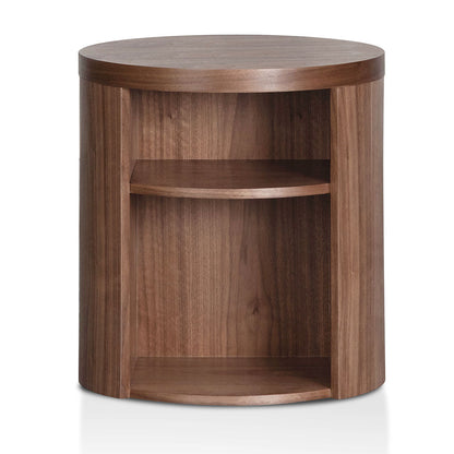 Walnut Round Wooden Bedside Table