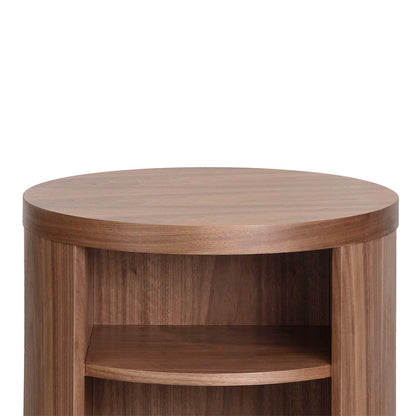 Walnut Round Wooden Bedside Table