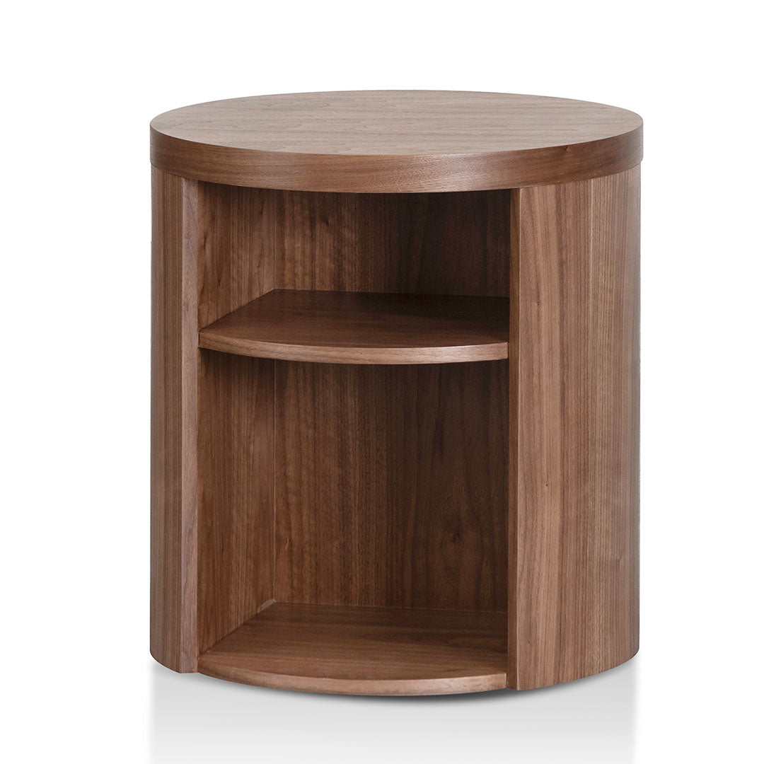 Walnut Round Wooden Bedside Table