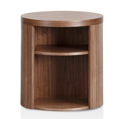 Walnut Round Wooden Bedside Table