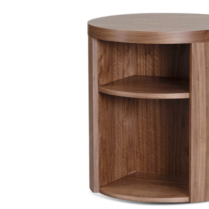 Walnut Round Wooden Bedside Table