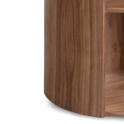 Walnut Round Wooden Bedside Table