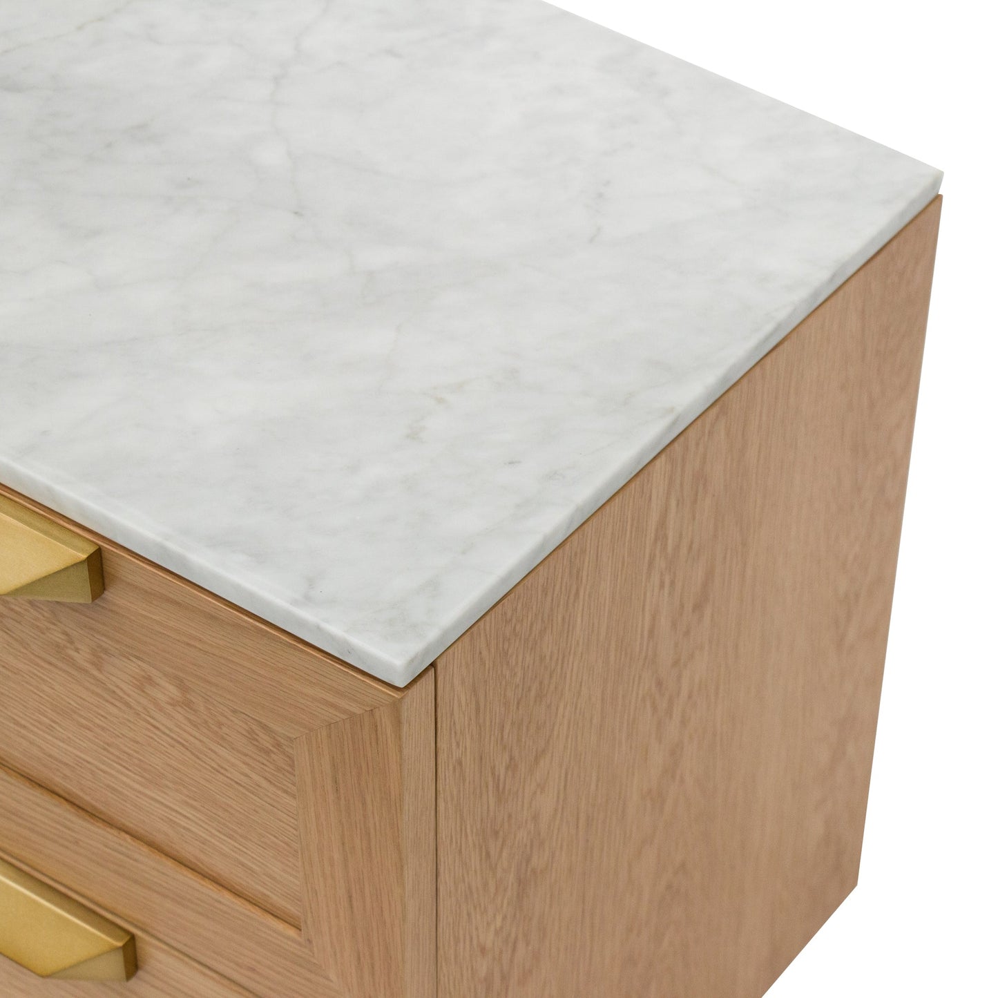 Natural  Bedside Table with Marble Top