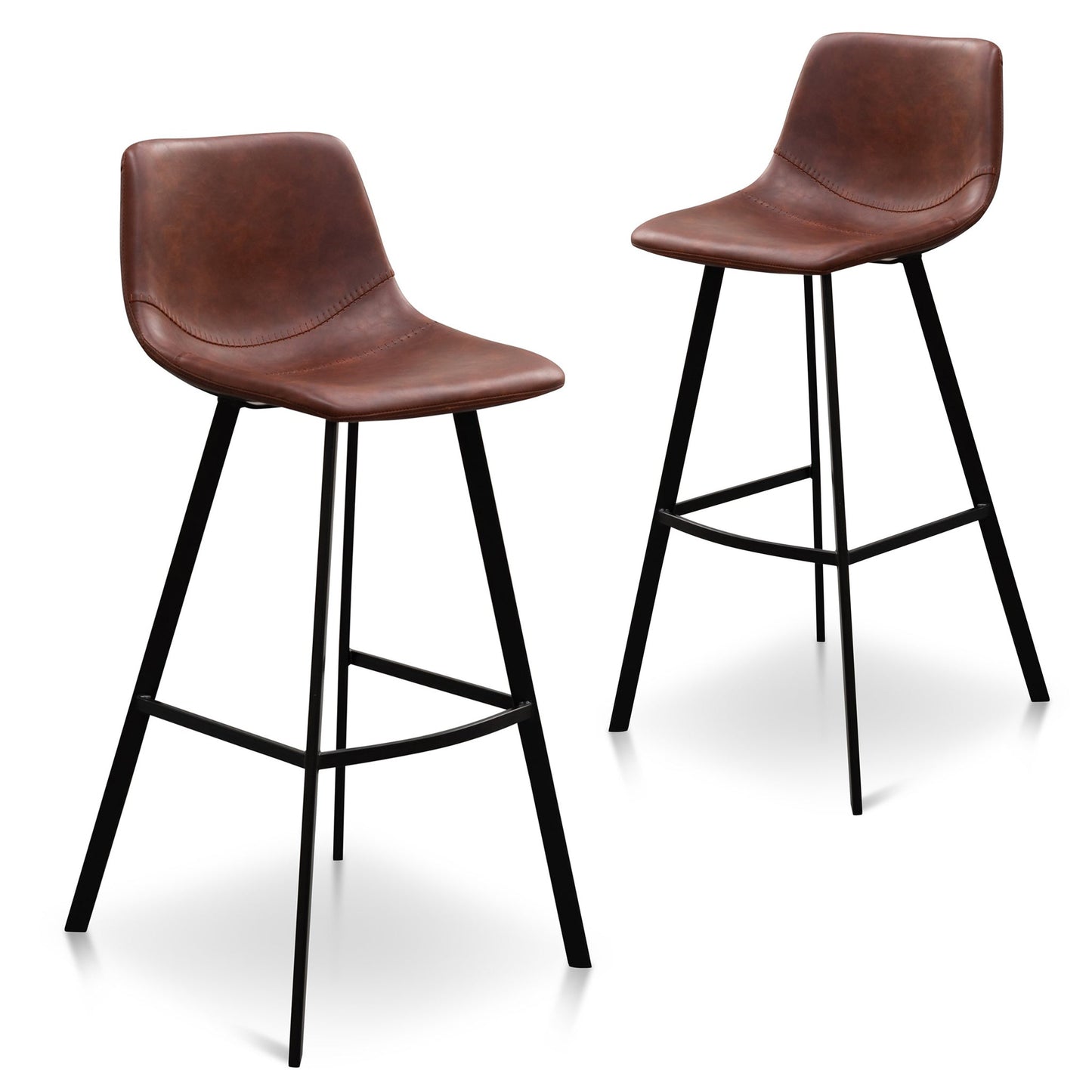 Cinnamon Brown PU Leather Bar Stool - Set of 2 (80cm)