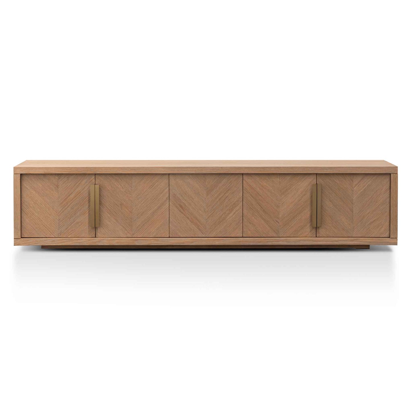 Dusty Oak Entertainment TV Unit with Gold Handle - 2.23m