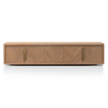 Dusty Oak Entertainment TV Unit with Gold Handle - 2.23m