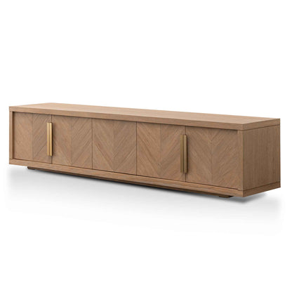 Dusty Oak Entertainment TV Unit with Gold Handle - 2.23m