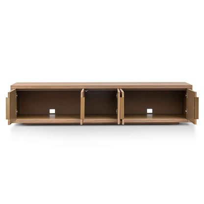 Dusty Oak Entertainment TV Unit with Gold Handle - 2.23m