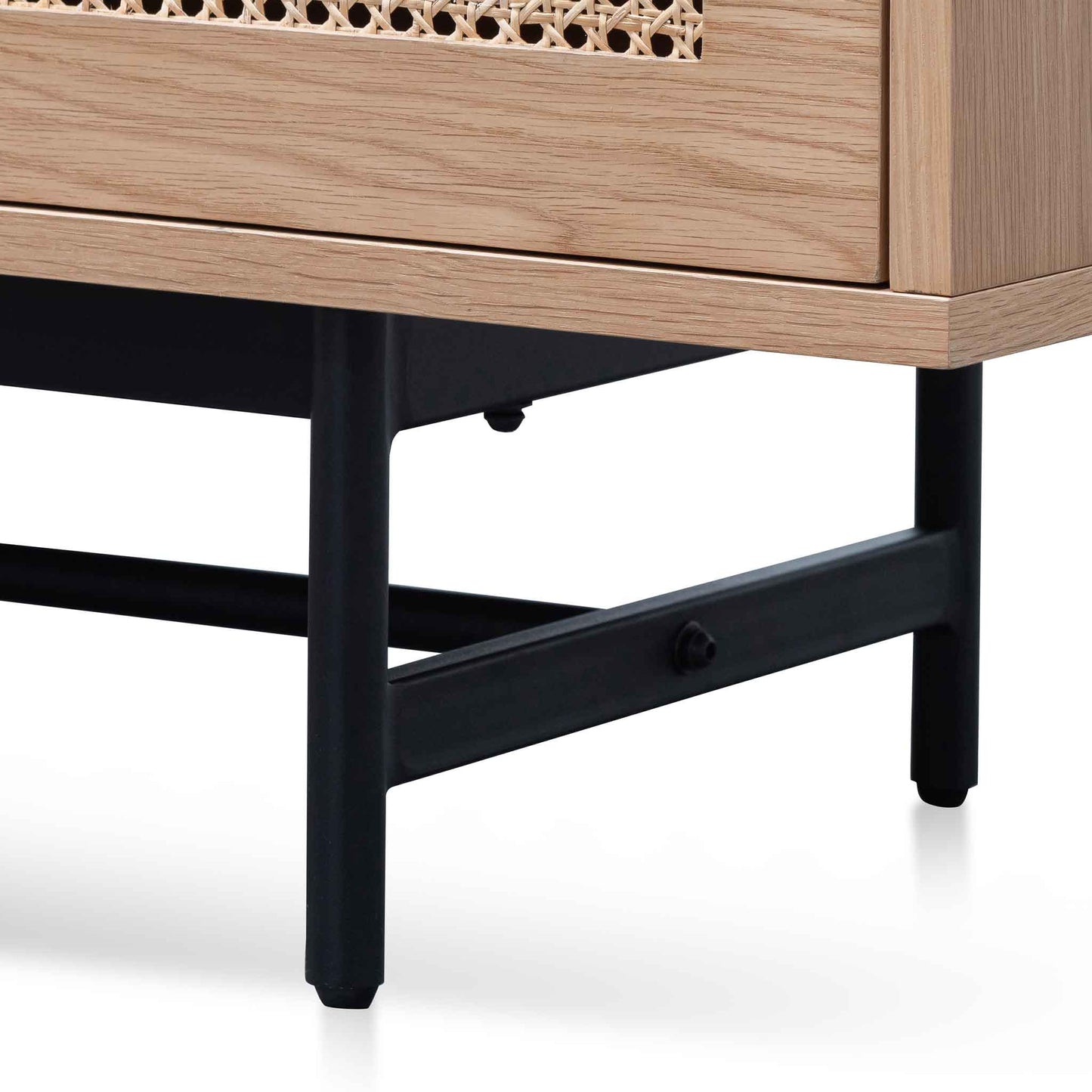 Natural Oak TV Entertainment Unit with Rattan Doors - 2m
