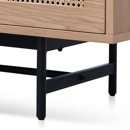 Natural Oak TV Entertainment Unit with Rattan Doors - 2m