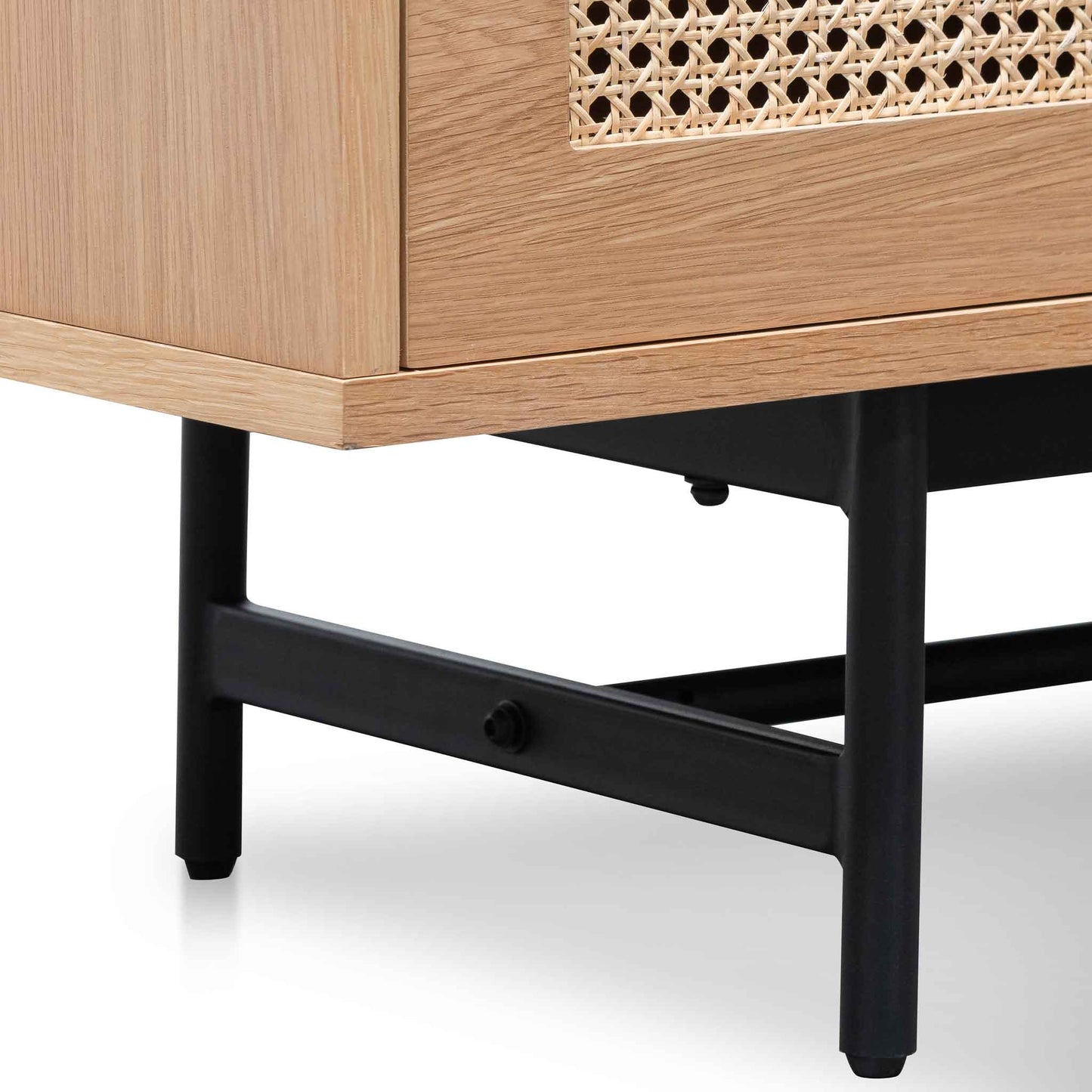 Natural Oak TV Entertainment Unit with Rattan Doors - 2m