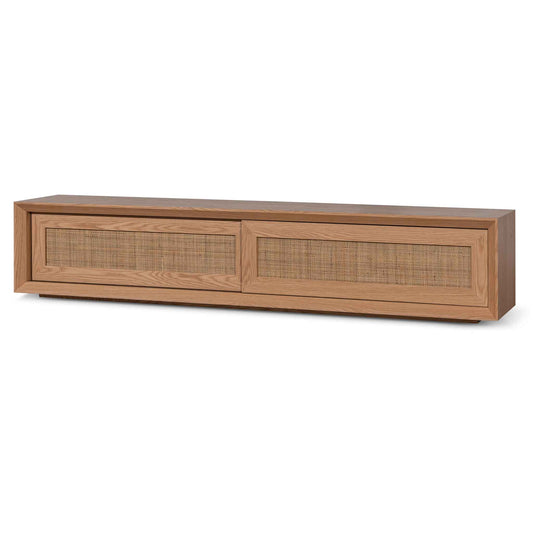 Natural  TV Entertainment Unit with Rattan Doors  - 2.3m