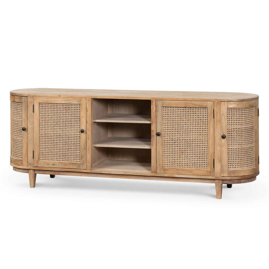 Sideboard Unit - 2.1m Natural with Rattan Doors