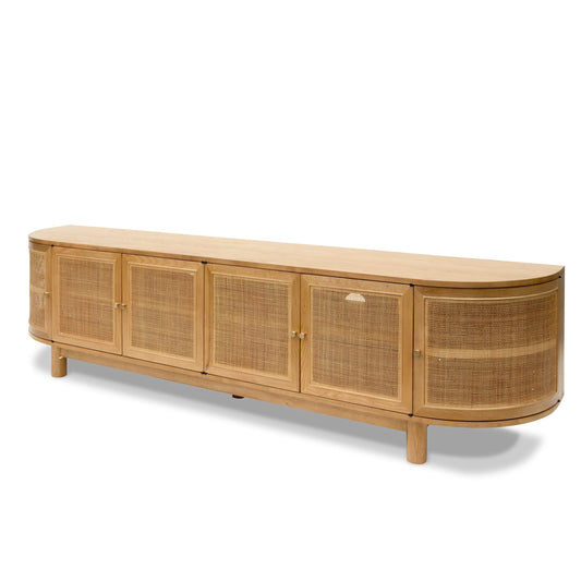 Natural Oak Rattan Doors TV Entertainment unit - 2.2m