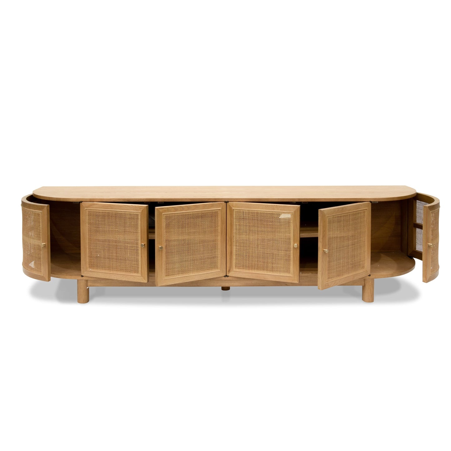 Natural Oak Rattan Doors TV Entertainment unit - 2.2m