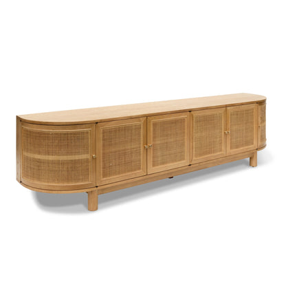 Natural Oak Rattan Doors TV Entertainment unit - 2.2m