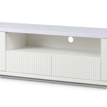 Two Tone White Veneer Top Entertainment TV Unit - 2m