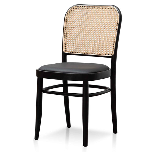 Black Cushion Dining Chair - Natural Rattan