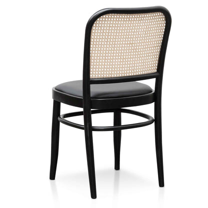 Black Cushion Dining Chair - Natural Rattan