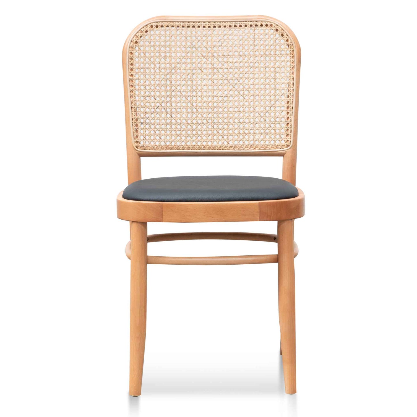 Black Cushion Dining Chair - Natural Rattan and Frame