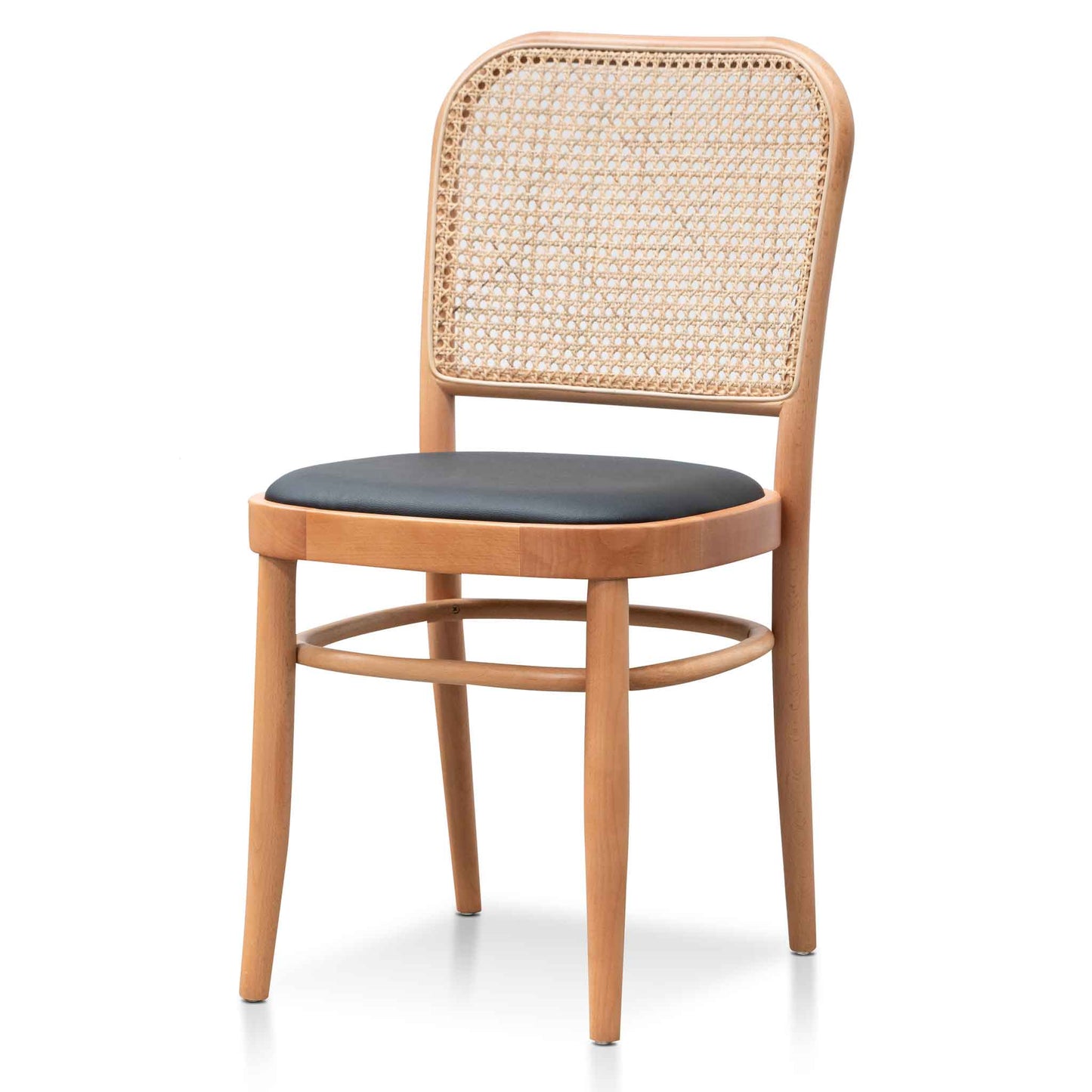 Black Cushion Dining Chair - Natural Rattan and Frame