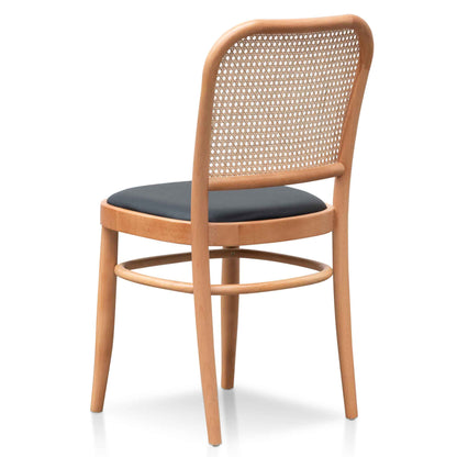 Black Cushion Dining Chair - Natural Rattan and Frame