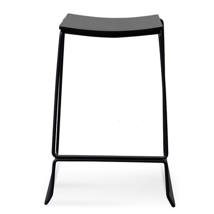 Black Frame Black Timber Seat Bar Stool