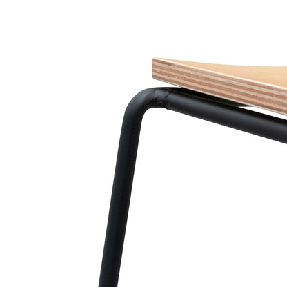 Black Frame Bar Stool with Natural Timber Seat