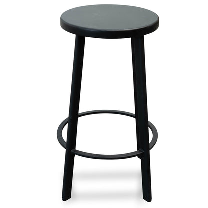 Black Frame Bar Stool with Black Timber Seat (65cm)