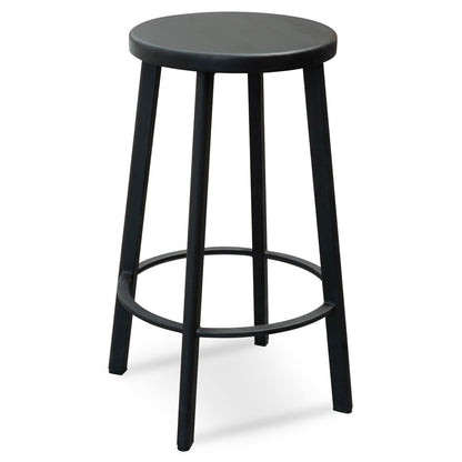 Black Frame Bar Stool with Black Timber Seat (65cm)