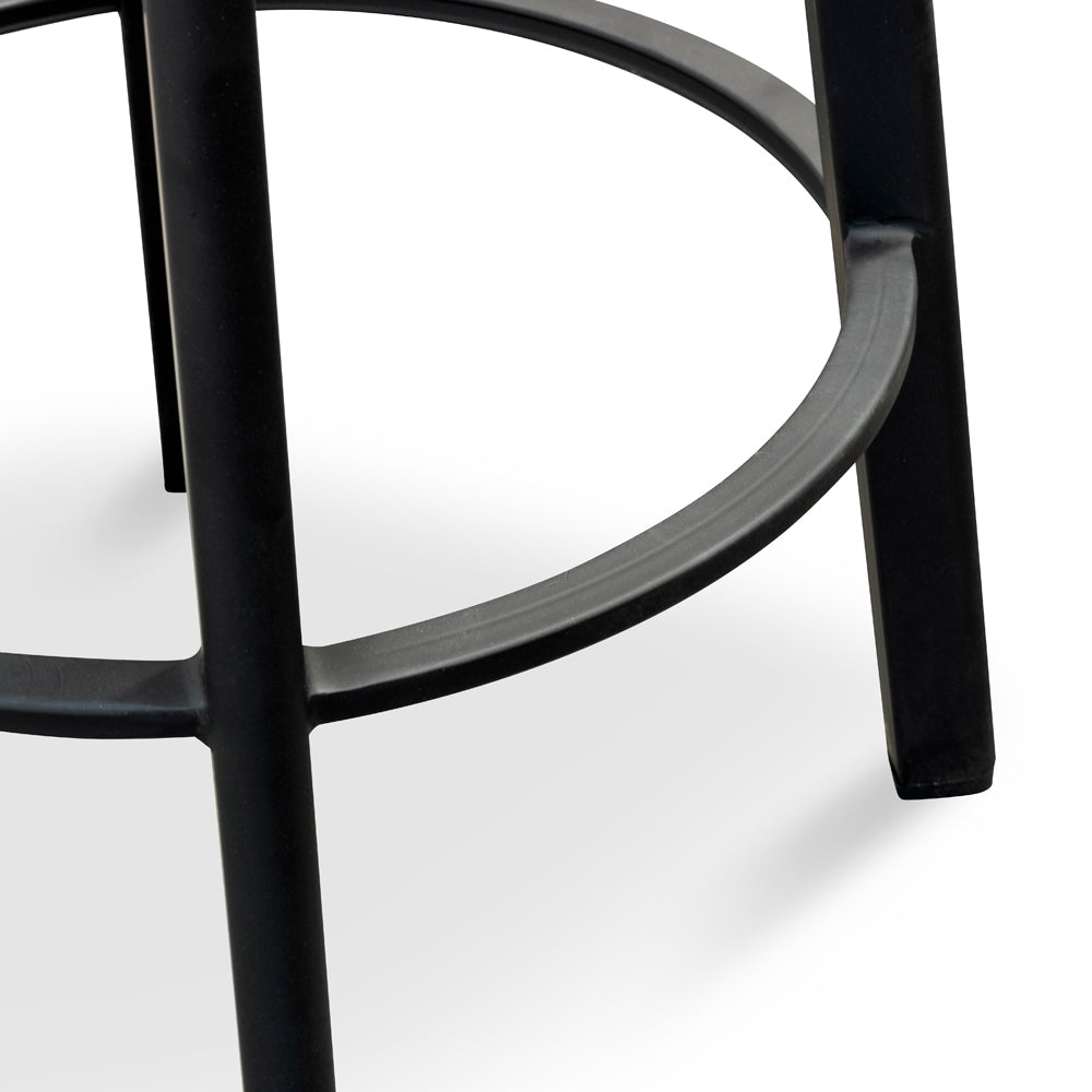 Black Frame Bar Stool with Black Timber Seat (65cm)