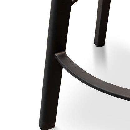 Black Frame Bar Stool with Black Timber Seat (65cm)